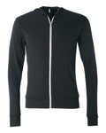 BELLA + CANVAS 3939 — Unisex Triblend Lightweight Full-Zip Hooded Long Sleeve Tee — Charcoal Black Triblend