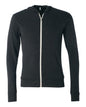 BELLA + CANVAS 3939 — Unisex Triblend Lightweight Full-Zip Hooded Long Sleeve Tee — Charcoal Black Triblend