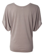BELLA + CANVAS 8821 — Women’s Flowy Draped Dolman Tee — Pebble Brown (flat)