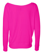 BELLA + CANVAS 8850 — Women’s Flowy Off Shoulder Long Sleeve Tee — Neon Pink (flat)