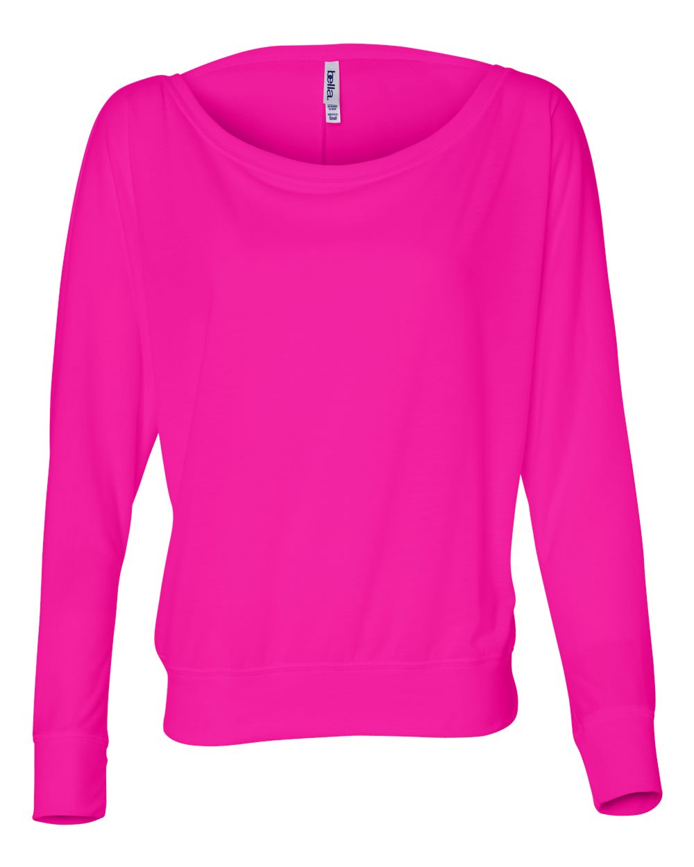 BELLA + CANVAS 8850 — Women’s Flowy Off Shoulder Long Sleeve Tee — Neon Pink
