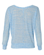 BELLA + CANVAS 8850 — Women’s Flowy Off Shoulder Long Sleeve Tee — Blue Marble (flat)
