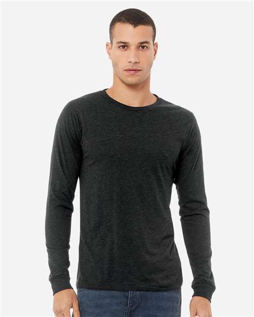 BELLA + CANVAS 3513 - Unisex Triblend Long Sleeve Tee - Charcoal Black Triblend