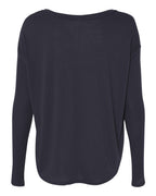 BELLA + CANVAS 8852 — Women’s Flowy 2x1 Ribbed Long Sleeve Tee — Midnight (flat)