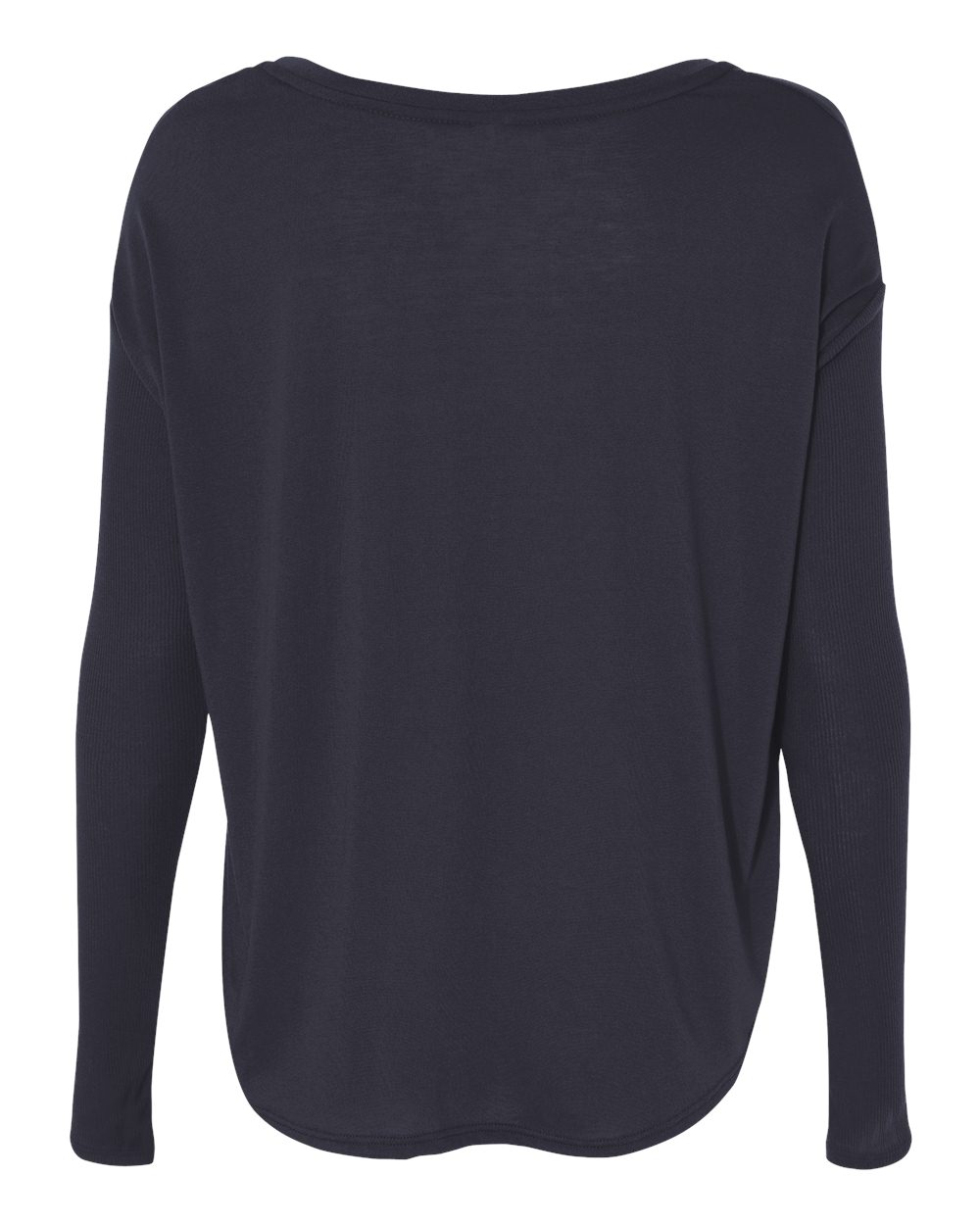 BELLA + CANVAS 8852 — Women’s Flowy 2x1 Ribbed Long Sleeve Tee — Midnight (flat)