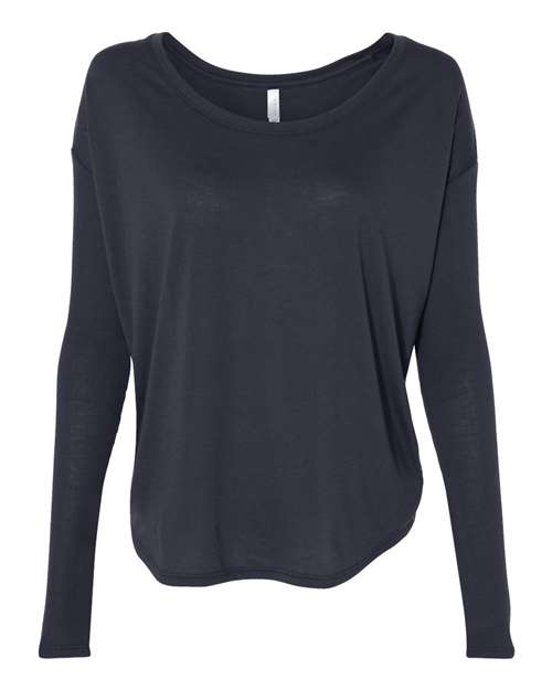 BELLA + CANVAS 8852 — Women’s Flowy 2x1 Ribbed Long Sleeve Tee - Midnight