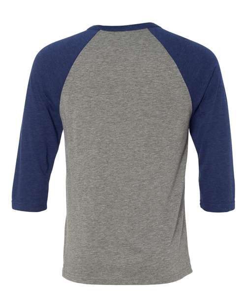 BELLA + CANVAS 3200 - Unisex Three-Quarter Sleeve Baseball Tee - Grey/ Navy Triblend