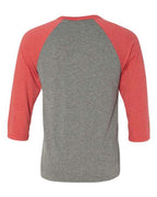 BELLA + CANVAS 3200 - Unisex Three-Quarter Sleeve Baseball Tee - Grey/ Red Triblend