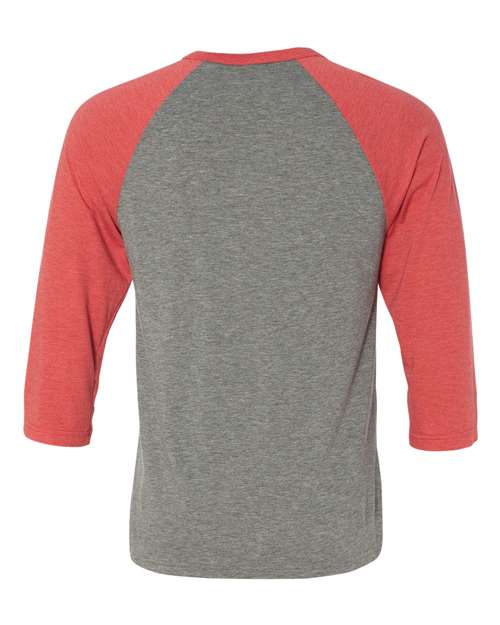 BELLA + CANVAS 3200 - Unisex Three-Quarter Sleeve Baseball Tee - Grey/ Red Triblend