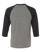 BELLA + CANVAS 3200 - Unisex Three-Quarter Sleeve Baseball Tee - Grey/ Charcoal Black Triblend