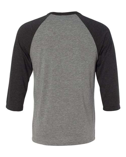 BELLA + CANVAS 3200 - Unisex Three-Quarter Sleeve Baseball Tee - Grey/ Charcoal Black Triblend