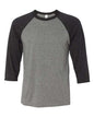 BELLA + CANVAS 3200 - Unisex Three-Quarter Sleeve Baseball Tee - Grey/ Charcoal Black Triblend