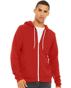 BELLA + CANVAS 3739 - Unisex Sponge Fleece Full-Zip Hoodie Sweatshirt - Red