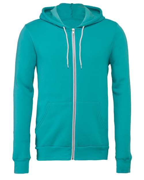 BELLA + CANVAS 3739 - Unisex Sponge Fleece Full-Zip Hoodie Sweatshirt - Teal