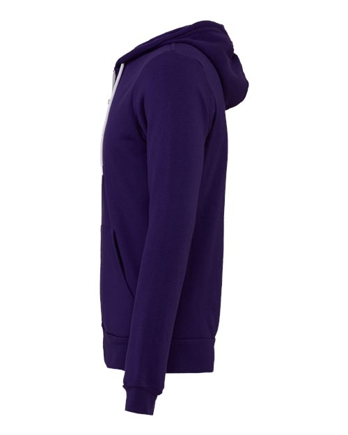 BELLA + CANVAS 3739 - Unisex Sponge Fleece Full-Zip Hoodie Sweatshirt - Team Purple
