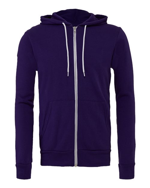 BELLA + CANVAS 3739 - Unisex Sponge Fleece Full-Zip Hoodie Sweatshirt - Team Purple