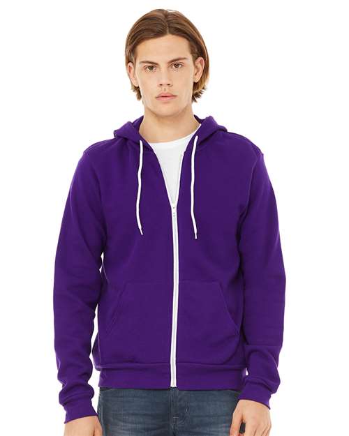 BELLA + CANVAS 3739 - Unisex Sponge Fleece Full-Zip Hoodie Sweatshirt - Team Purple