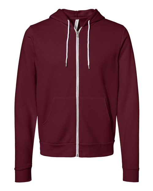 BELLA + CANVAS 3739 - Unisex Sponge Fleece Full-Zip Hoodie Sweatshirt - Maroon