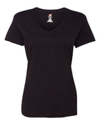 Hanes S04V - Women's Perfect-T V-Neck T-Shirt — Black (flat)
