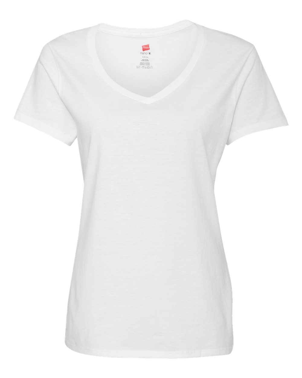 Hanes S04V - Women's Perfect-T V-Neck T-Shirt — White (flat)
