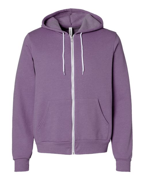 BELLA + CANVAS 3739 - Unisex Sponge Fleece Full-Zip Hoodie Sweatshirt - Heather Team Purple