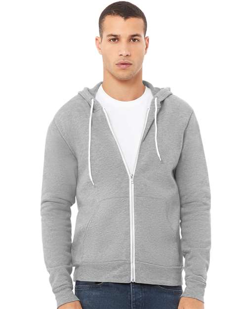 BELLA + CANVAS 3739 - Unisex Sponge Fleece Full-Zip Hoodie Sweatshirt - Athletic Heather