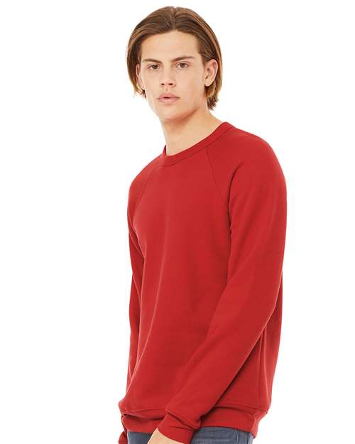 BELLA + CANVAS 3901 - Unisex Sponge Fleece Raglan Crewneck Sweatshirt - Red