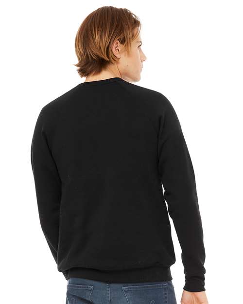 BELLA + CANVAS 3901 - Unisex Sponge Fleece Raglan Crewneck Sweatshirt - Black