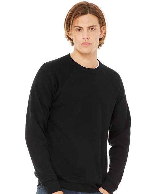 BELLA + CANVAS 3901 - Unisex Sponge Fleece Raglan Crewneck Sweatshirt - Black