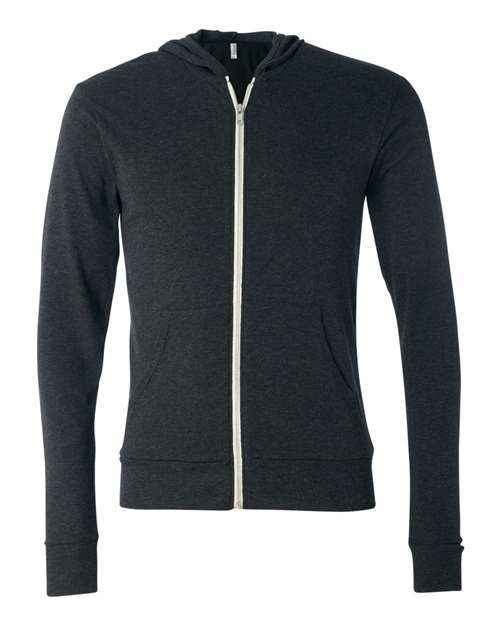 BELLA + CANVAS 3939 - Unisex Triblend Lightweight Full-Zip Hooded Long Sleeve Tee