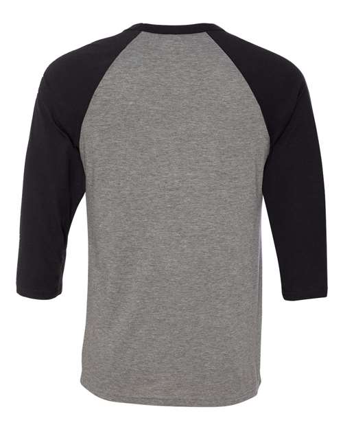 BELLA + CANVAS 3200 - Unisex Three-Quarter Sleeve Baseball Tee - Deep Heather/ Black