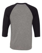 BELLA + CANVAS 3200 - Unisex Three-Quarter Sleeve Baseball Tee - Deep Heather/ Black