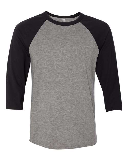 BELLA + CANVAS 3200 - Unisex Three-Quarter Sleeve Baseball Tee - Deep Heather/ Black