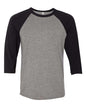 BELLA + CANVAS 3200 - Unisex Three-Quarter Sleeve Baseball Tee - Deep Heather/ Black
