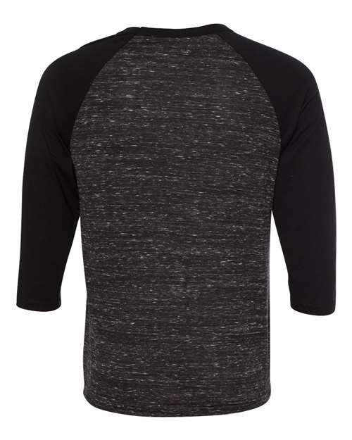 BELLA + CANVAS 3200 - Unisex Three-Quarter Sleeve Baseball Tee - Black Marble/ Black