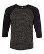 BELLA + CANVAS 3200 - Unisex Three-Quarter Sleeve Baseball Tee - Black Marble/ Black