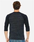 BELLA + CANVAS 3200 - Unisex Three-Quarter Sleeve Baseball Tee - Black Marble/ Black