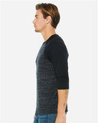 BELLA + CANVAS 3200 - Unisex Three-Quarter Sleeve Baseball Tee - Black Marble/ Black