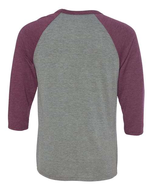 BELLA + CANVAS 3200 - Unisex Three-Quarter Sleeve Baseball Tee - Grey/ Maroon Triblend