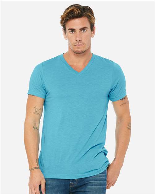 BELLA + CANVAS 3415 - Unisex Triblend V-Neck Tee - Aqua Triblend