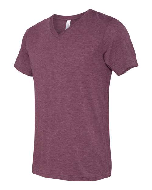 BELLA + CANVAS 3415 - Unisex Triblend V-Neck Tee - Maroon Triblend