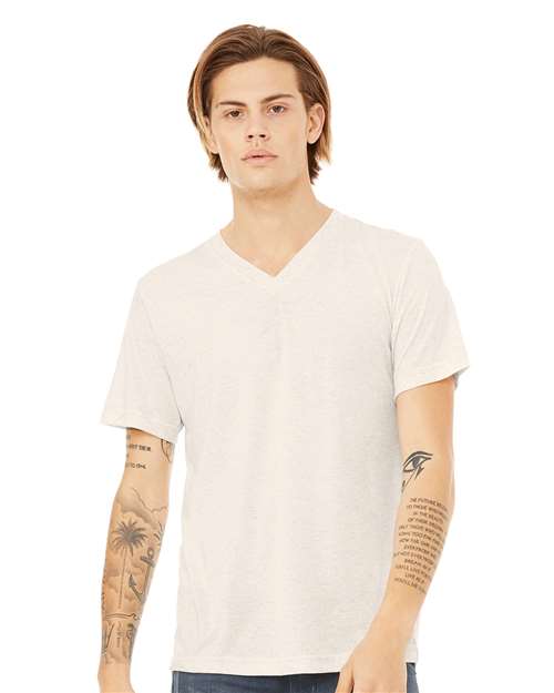 BELLA + CANVAS 3415 - Unisex Triblend V-Neck Tee - Oatmeal Triblend