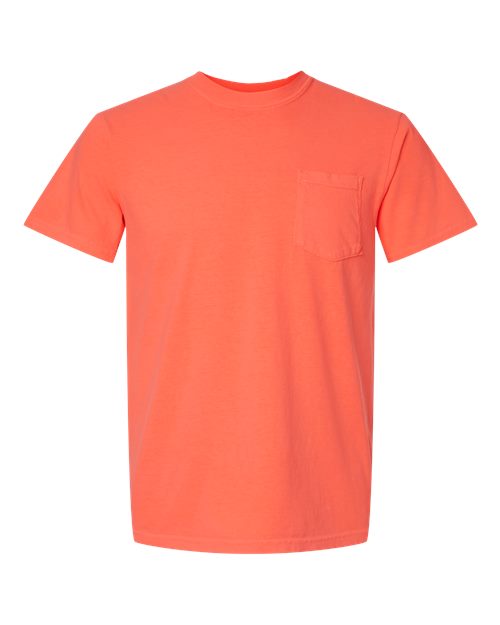 Comfort Colors 6030 - Unisex Garment-Dyed Heavyweight Pocket T-Shirt - Neon Red Orange