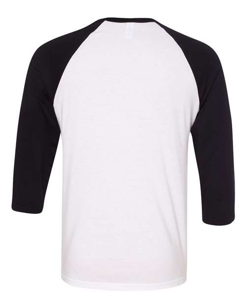 BELLA + CANVAS 3200 - Unisex Three-Quarter Sleeve Baseball Tee - White/ Black