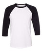 BELLA + CANVAS 3200 - Unisex Three-Quarter Sleeve Baseball Tee - White/ Black