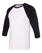 BELLA + CANVAS 3200 - Unisex Three-Quarter Sleeve Baseball Tee - White/ Black