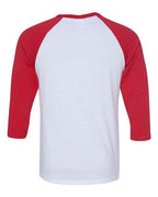 BELLA + CANVAS 3200 - Unisex Three-Quarter Sleeve Baseball Tee - White/ Red