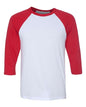 BELLA + CANVAS 3200 - Unisex Three-Quarter Sleeve Baseball Tee - White/ Red