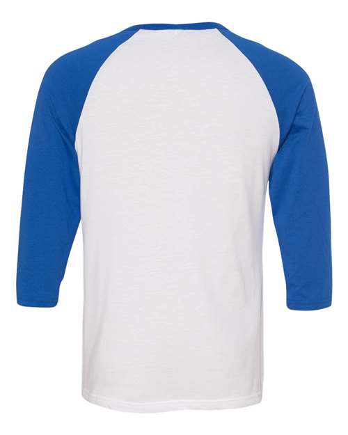 BELLA + CANVAS 3200 - Unisex Three-Quarter Sleeve Baseball Tee - White/ True Royal