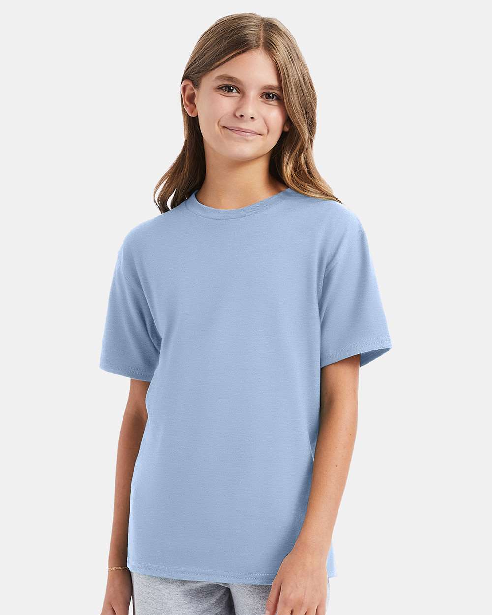 Hanes 498Y - Youth Perfect-T T-Shirt — Light Blue